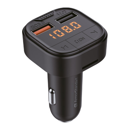 FM модулятор Armorstandart ASF1 18W QC3.0 2xUSB black (ARM82826)