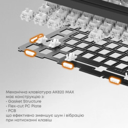 Клавіатура Ajazz AK820 MAX Magnetic Switch RGB USB Black (AK820MAX-WM-BGY)