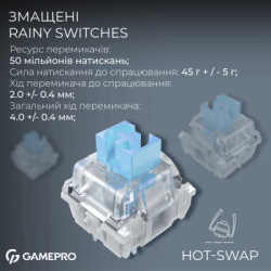 Клавіатура GamePro Asgard Valhalla Pro MK160B-D-Pro Rainy Switch Wireless/Bluetooth/USB UA Black (MK160B-D-Pro)