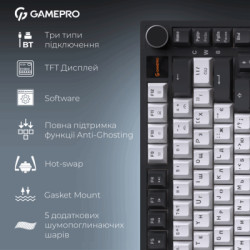 Клавіатура GamePro Asgard Valhalla Pro MK160B-D-Pro Rainy Switch Wireless/Bluetooth/USB UA Black (MK160B-D-Pro)