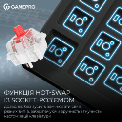 Клавіатура GamePro Asgard Drakkar Keychron Super Red Switch Wireless/Bluetooth/USB UA Black (MK305BK)