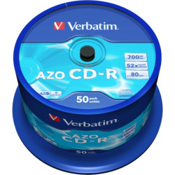 Диск CD Verbatim 700Mb 52x Cake box 50 Crystal AZO (43343)