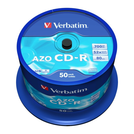 Диск CD Verbatim 700Mb 52x Cake box 50 Crystal AZO (43343)