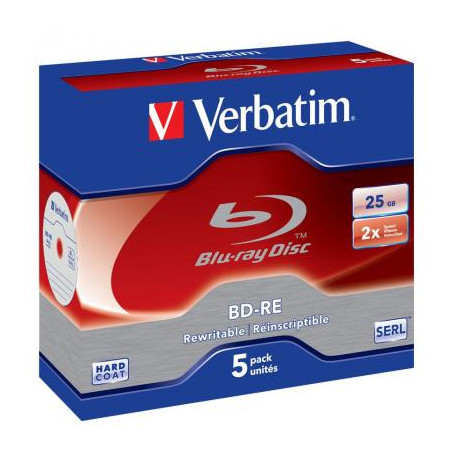 Диск BD Verbatim BD-RE 25Gb 2x Jewel 5шт Hard Coat (43615)