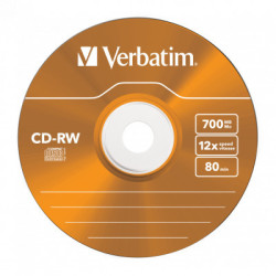 Диск CD Verbatim CD-RW 700Mb 12X SlimBox 5шт Color (43167)
