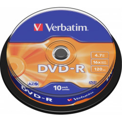 Диск DVD Verbatim 4.7Gb 16X CakeBox 10шт (43523)