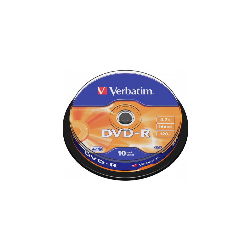 Диск DVD Verbatim 4.7Gb 16X CakeBox 10шт (43523)