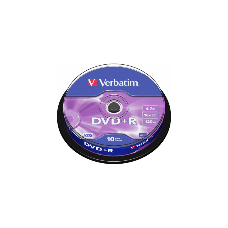 Диск DVD Verbatim 4.7Gb 16X CakeBox 10шт Silver (43498)