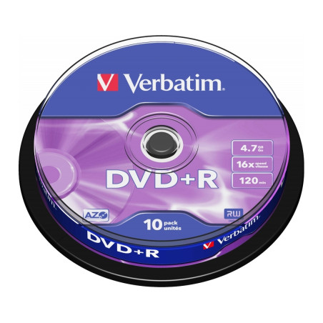 Диск DVD Verbatim 4.7Gb 16X CakeBox 10шт Silver (43498)