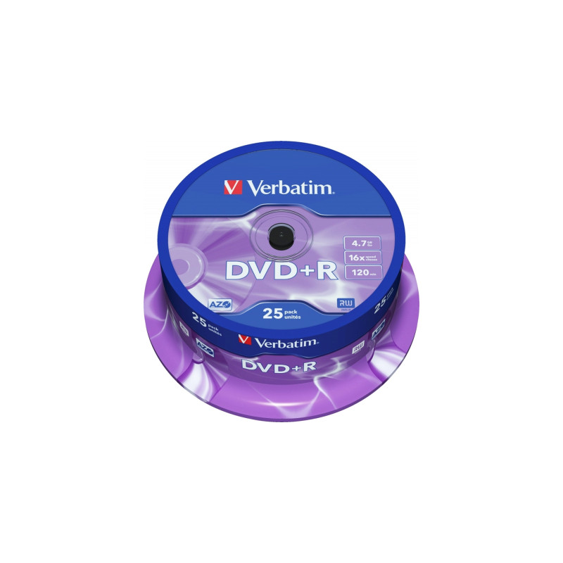 Диск DVD Verbatim 4.7Gb 16X CakeBox 25шт Silver (43500)
