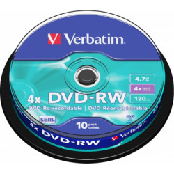 Диск DVD Verbatim 4.7Gb 4x Cake box 10шт (43552)