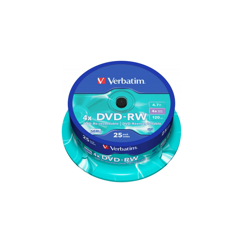 Диск DVD Verbatim 4.7Gb 4x CakeBox 25 шт silver (43639)