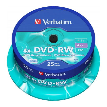 Диск DVD Verbatim 4.7Gb 4x CakeBox 25 шт silver (43639)