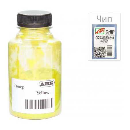 Тонер OKI C310/330/510, 80г Yellow+chip AHK (1505440)