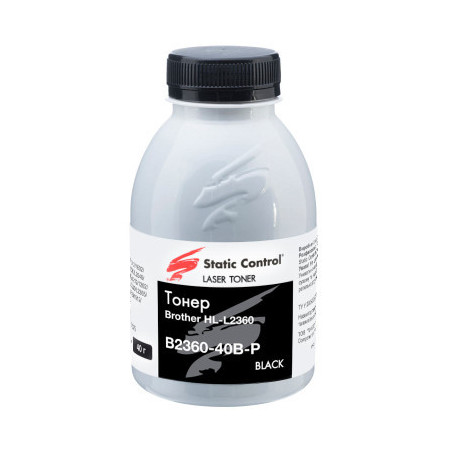 Тонер Brother HL-L2360 40г (1.2k) фасовка Static Control (B2360-40B-P)