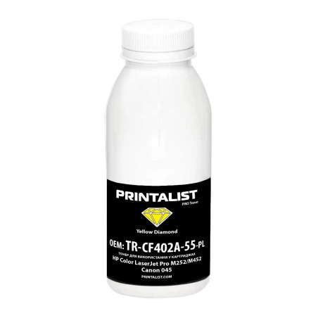Тонер HP CLJ Pro M252/M452, Canon 045, 50г Yellow Printalist (TR-CF402A-55-PL)
