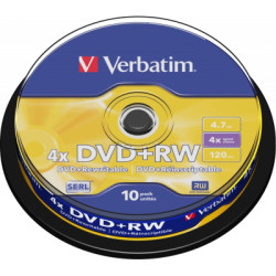 Диск DVD Verbatim 4.7Gb 4x CakeBox 10 шт silver (43488)