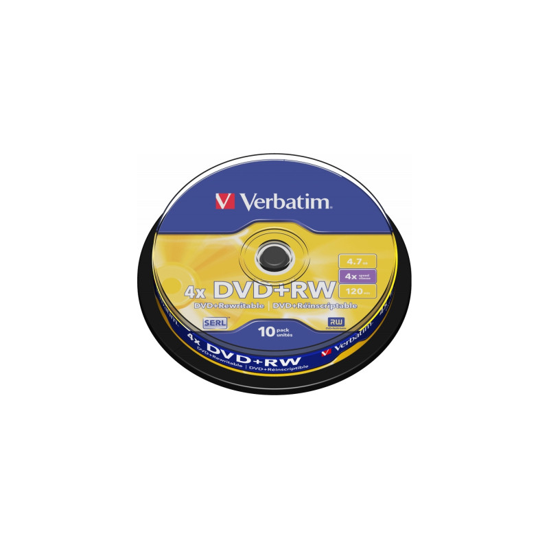 Диск DVD Verbatim 4.7Gb 4x CakeBox 10 шт silver (43488)