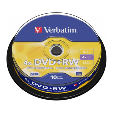Диск DVD Verbatim 4.7Gb 4x CakeBox 10 шт silver (43488)