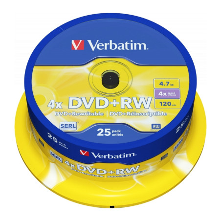 Диск DVD Verbatim 4.7Gb 4x CakeBox 25 шт silver (43489)