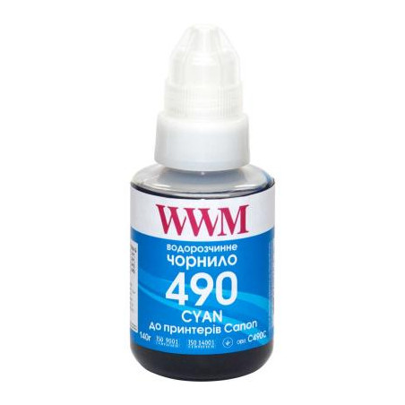 Чорнило WWM Canon GI-490, 140г Cyan (C490C)