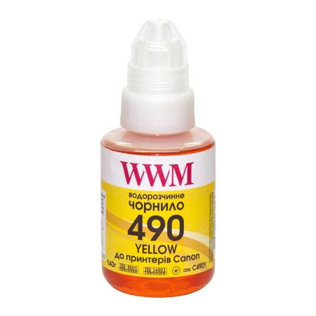 Чорнило WWM Canon GI-490, 140г Yellow (C490Y)