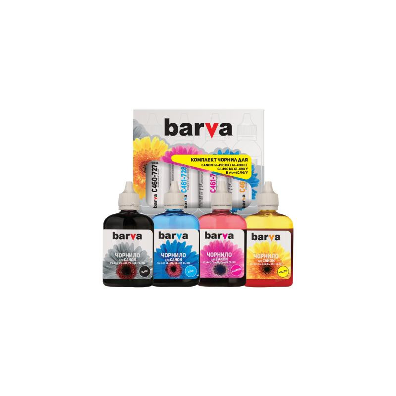 Чорнило Barva CANON PG-460 + CL-461 B/C/M/Y (4x100мл) (CPG460-100-MP)
