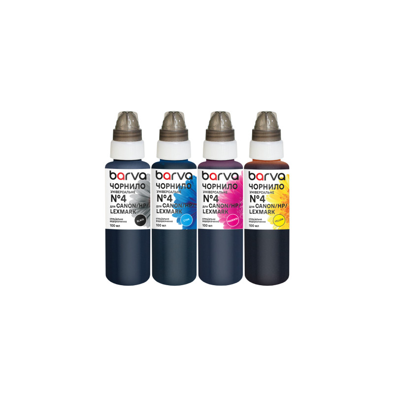 Чорнило Barva Canon/HP/Lexmark 4 4x100 мл, BK/C/M/Y, universal (CU4-100-MP)