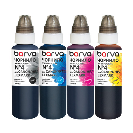Чорнило Barva Canon/HP/Lexmark 4 4x100 мл, BK/C/M/Y, universal (CU4-100-MP)