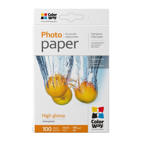Фотопапір ColorWay 10x15 180г glossy, 100с (PG1801004R)
