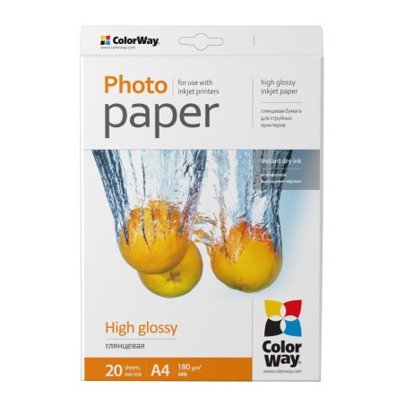 Фотопапір ColorWay A4 180г glossy 20л (PG180020A4)