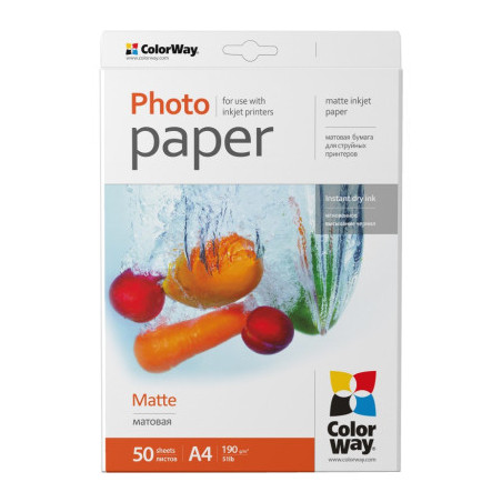 Фотопапір ColorWay A4 190г Matte 50ст. (PM190050A4)