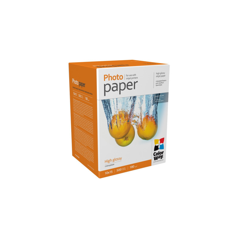 Фотопапір ColorWay 10x15 180г glossy, 500с (PG1805004R)