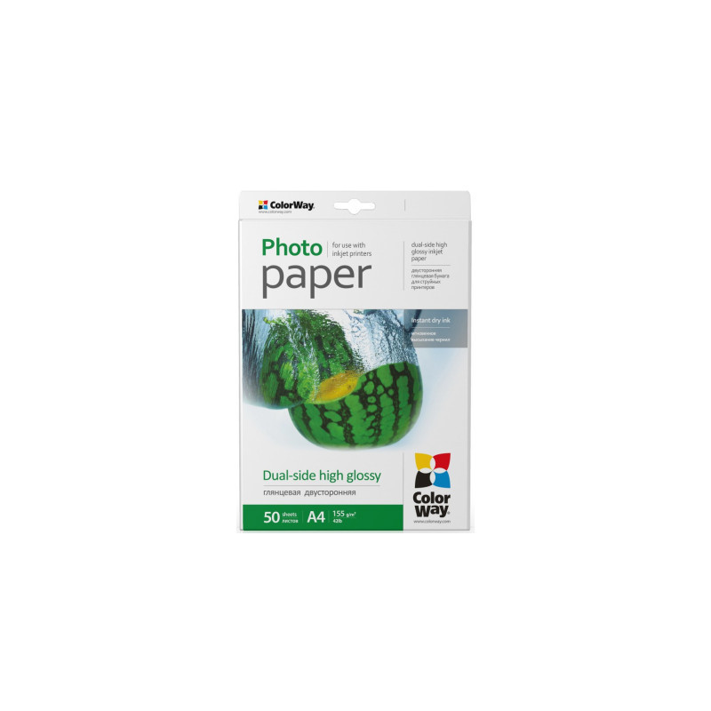 Фотопапір ColorWay A4 155г Glossy 50ст. (PGD155050A4)
