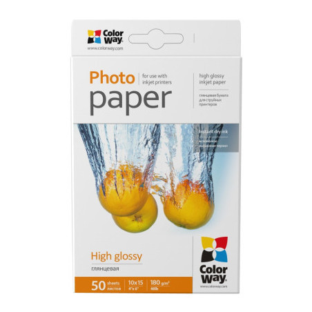Фотопапір ColorWay 10x15 180г glossy, 50с (PG1800504R)