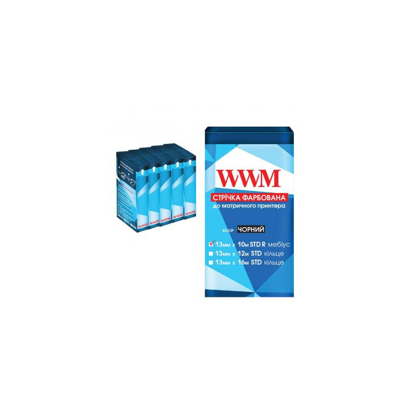 Стрічка до принтерів 13мм х 10м STD п. Black*5шт WWM (R13.10SR5)